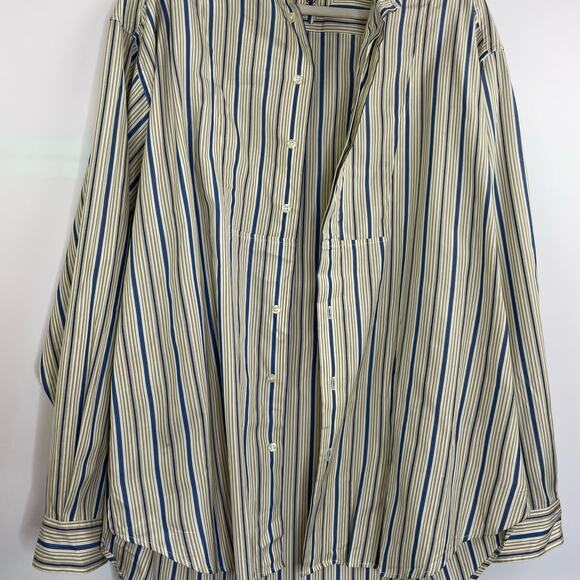Tommy Hilfiger stripped collarless button up Long Sleeve men's shirt size XL - Picture 3 of 12